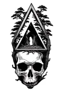 skull on forhand with a triangle shape coming out of tree tattoo design idea