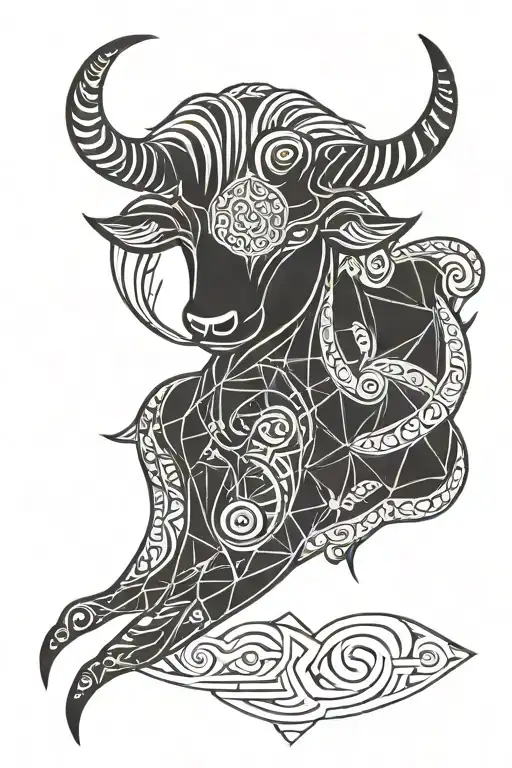 simple taurus and aries sign combined pattern tattoo  tattoo design idea