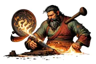 dwarven blacksmith working tattoo design idea