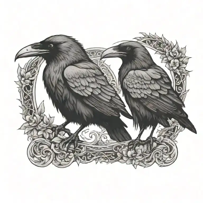 hugin and munin raven tattoo design idea