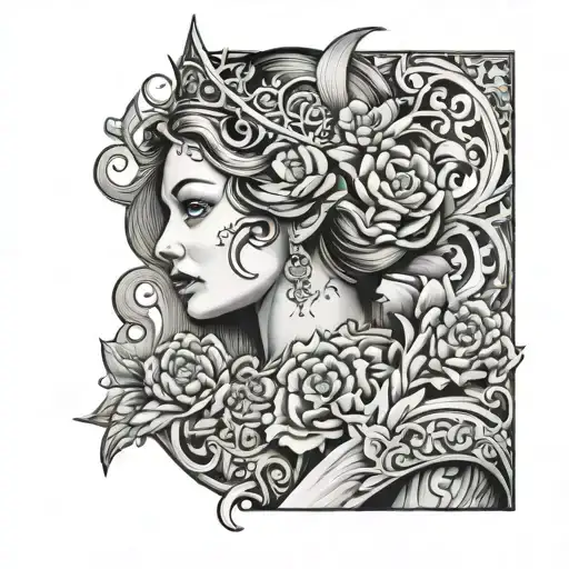 Lucky Queen Coverup tattoo design idea