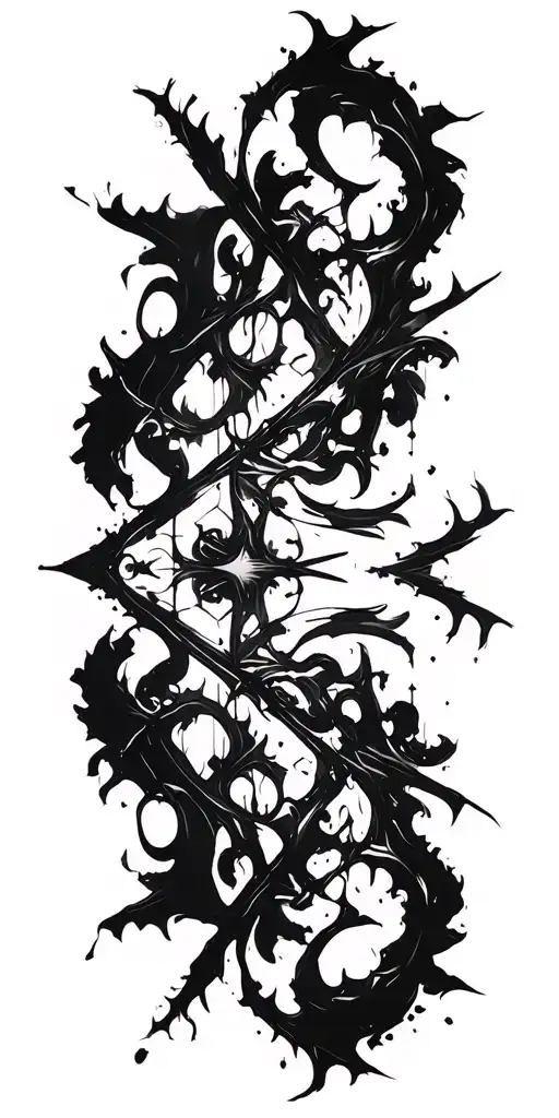thick cyber sigilism gothic brutalism black abstract dynamic modern neogothic dark tattoo design idea