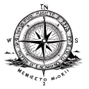 compass, text saying "Tempus Fugit Memento Mori", lighthouse, oceans, sunset tattoo design idea