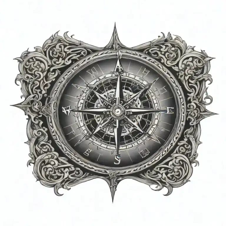compass design combining elements tattoo design idea