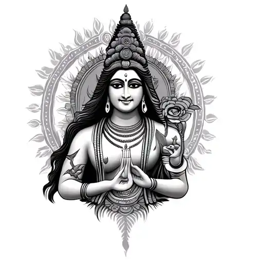 Shiva Parvati and Buddha tattoo design idea