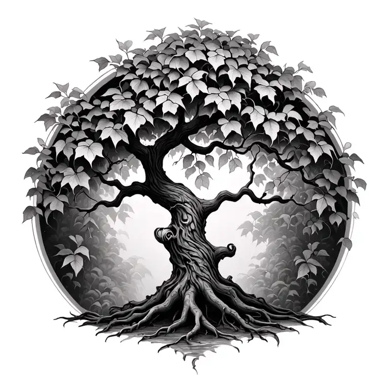 ivy tree tattoo design idea