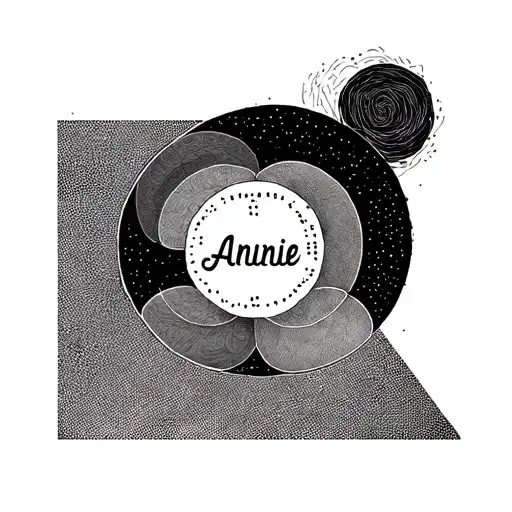 Two Circles with "Annie" spelled inside in morse code tattoo design idea