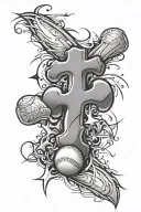 baseball seams as the base, then a cross with a hidden Mickey mouse tattoo design idea