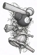 baseball seams as the base, then a cross with a hidden Mickey mouse tattoo design idea