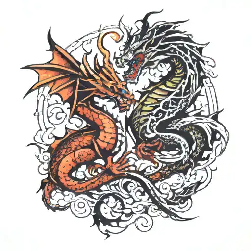 demon and dragon tattoo design idea