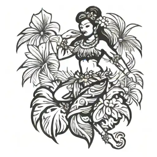 hula dancer tattoo design idea