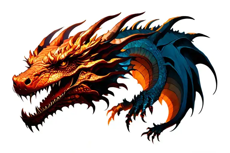 three headed dragon tattoo design idea