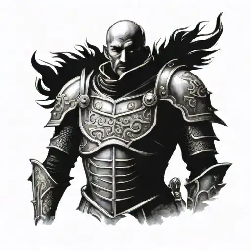 Spanish Conquistador armor, left chest and left half sleeve  tattoo design idea