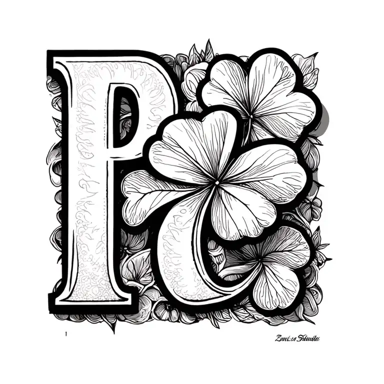 letters p a 4 times made into a 4 leaf clover tattoo tattoo design idea