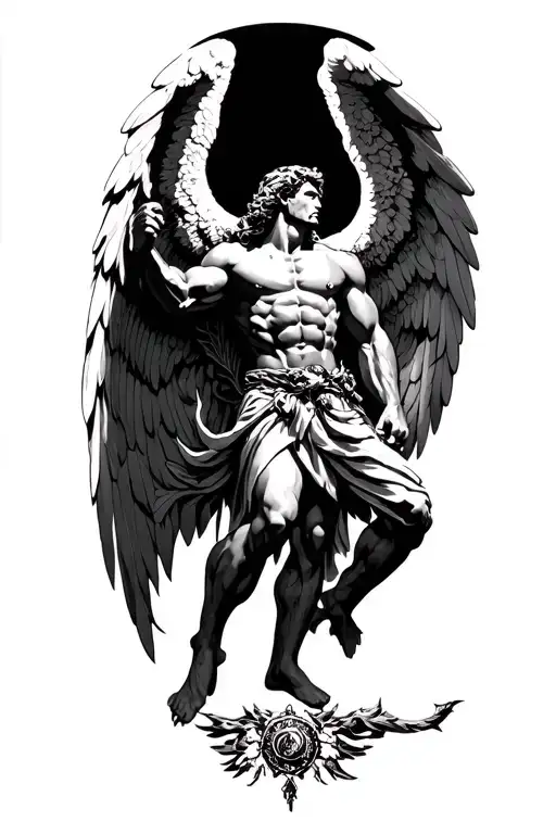 Saint Michael the Archangel Michael fighting tattoo design idea