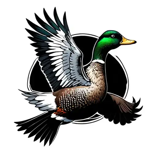 duck flying tattoo design idea