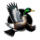 duck flying tattoo design idea