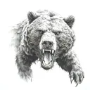 hyper realistic bear growl Aggressive Defending Powerful eagle tattoo design idea
