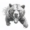 hyper realistic bear growl Aggressive Defending Powerful eagle tattoo design idea