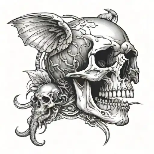 skull and rats tattoo design idea