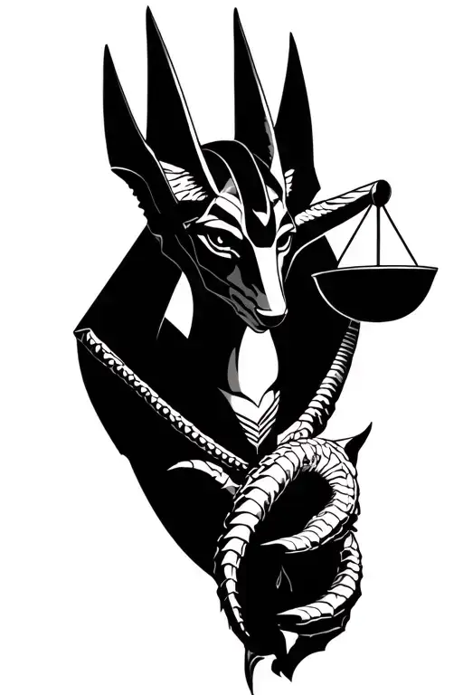 Anubis holding a scale tattoo design idea