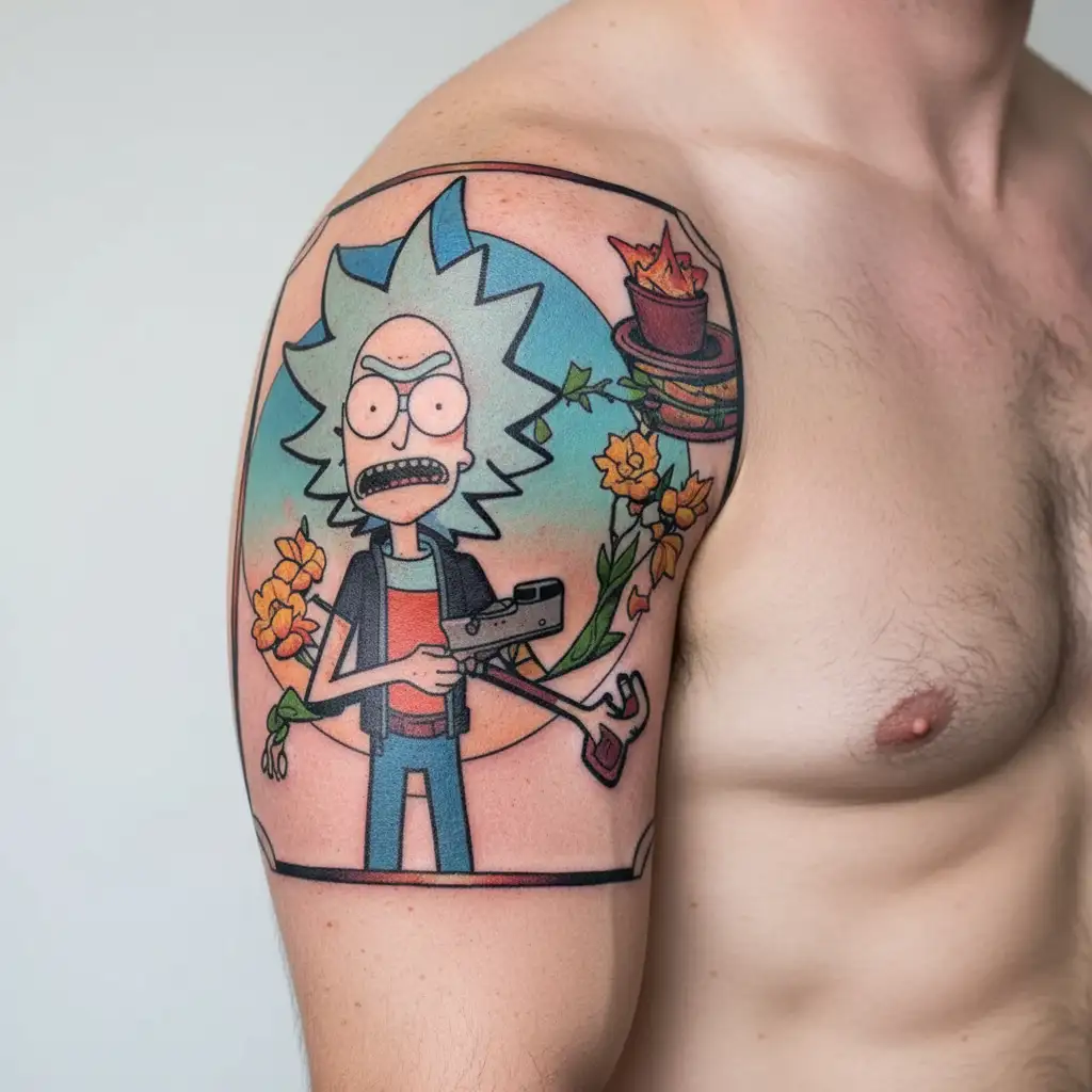 rick and morty tattoo design idea