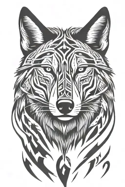 wolf looking straight tattoo design idea