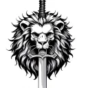 Skeleton Lion Sword tattoo design idea