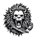 Skeleton Lion Sword tattoo design idea