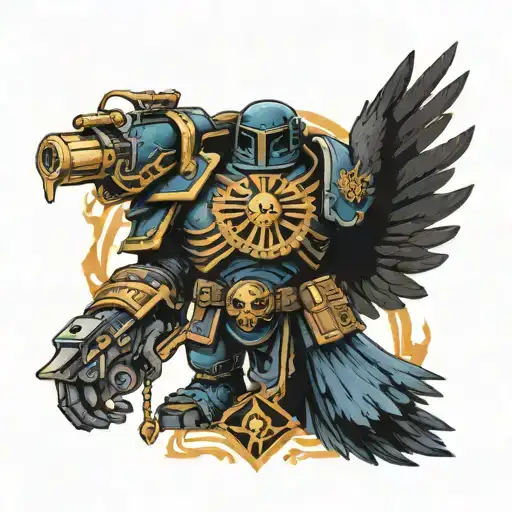 raven guard space marine astartes warhammer 40000 tattoo design idea