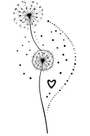I want something with fine lines dots and a dandelion adnd a heart for behind my ear tattoo design idea