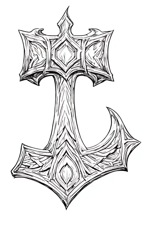 Thor's hammer tattoo design idea