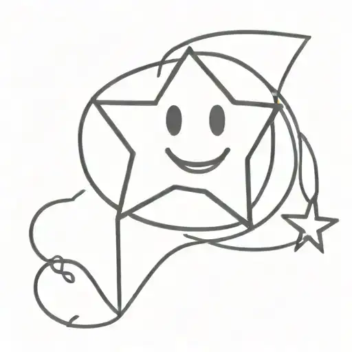 Simple Heart with smiley face (black) surrounded by asymmetrical star (red) tattoo design idea