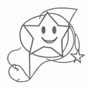 Simple Heart with smiley face (black) surrounded by asymmetrical star (red) tattoo design idea