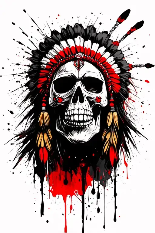 Indian warrior skull face tattoo design idea