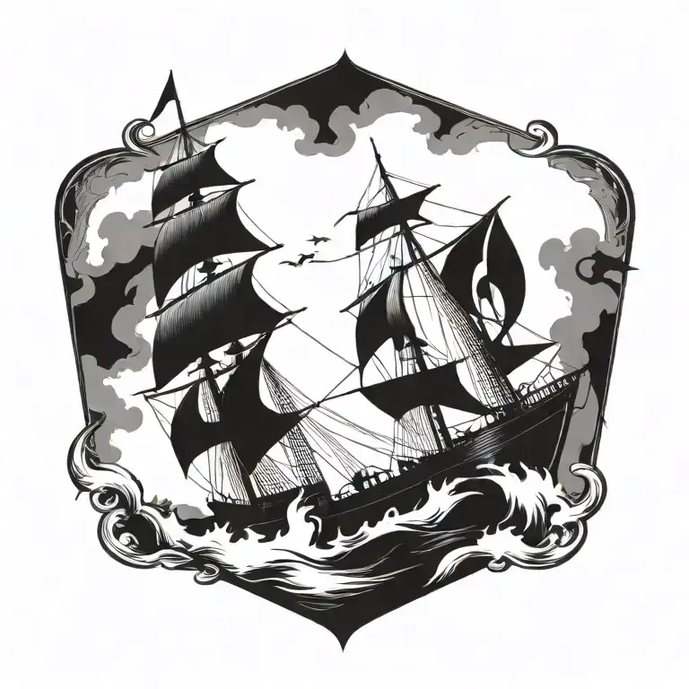 boat 18th century tattoo design idea