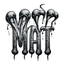 the word "Matt" but all the letters are penises shooting sperm tattoo design idea
