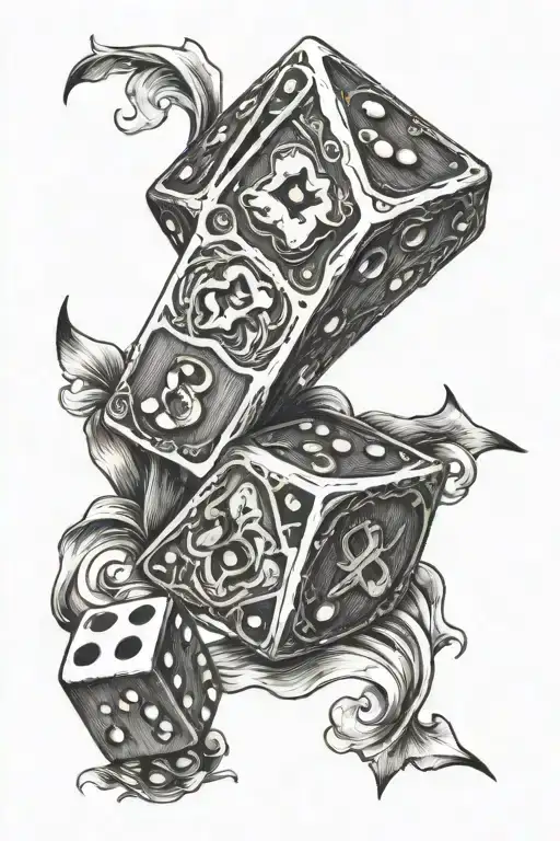 proverbs 16:33 Verse with dice rolling tattoo design idea