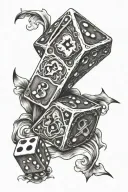 proverbs 16:33 Verse with dice rolling tattoo design idea