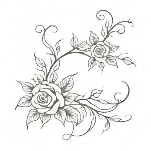 a full leg tattoo design featuring a vine with roses and thorns, starting at the ankle and ending at the thigh tattoo design idea