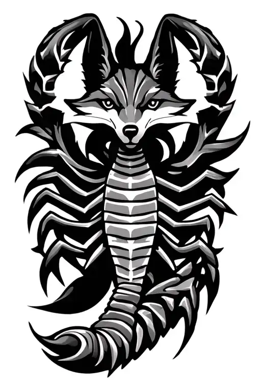scorpion, fox, tribal inspired design tattoo design idea