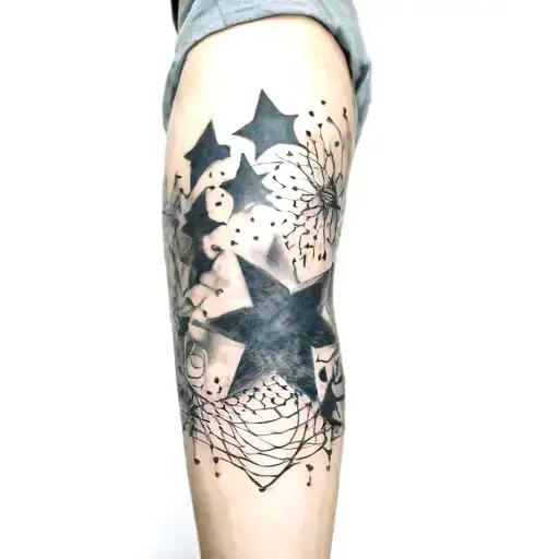 Coverup Stars and Dots tattoo design idea