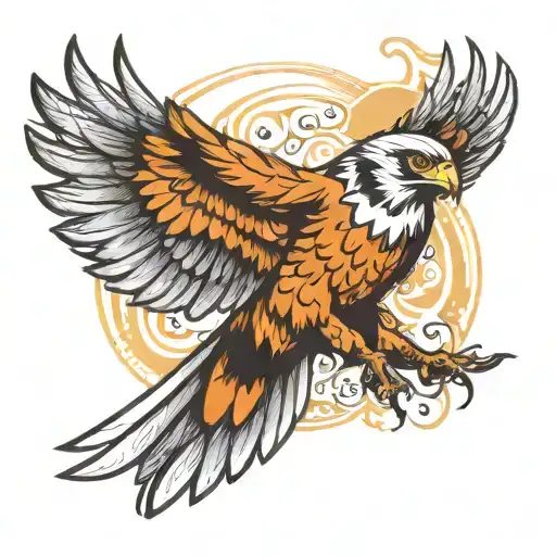 falcon with outstretched wings fantasy on nature background tattoo design idea