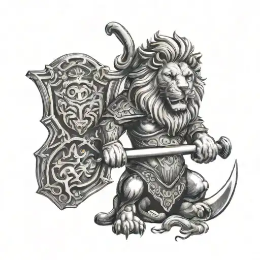 Czech Lion holding an axe tattoo design idea