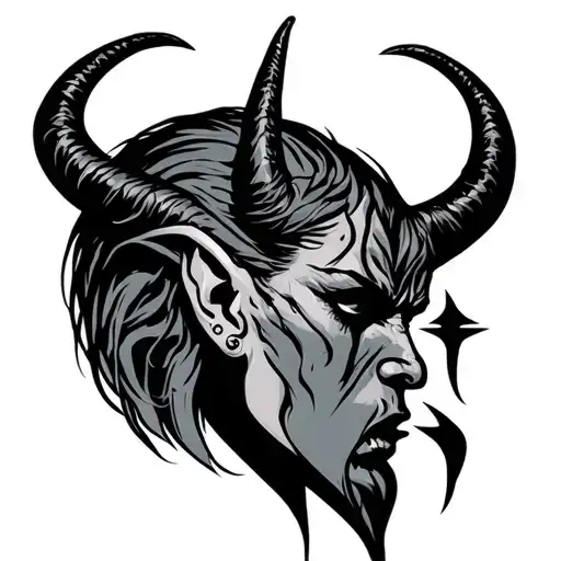 Devil Whispering In Ear tattoo design idea