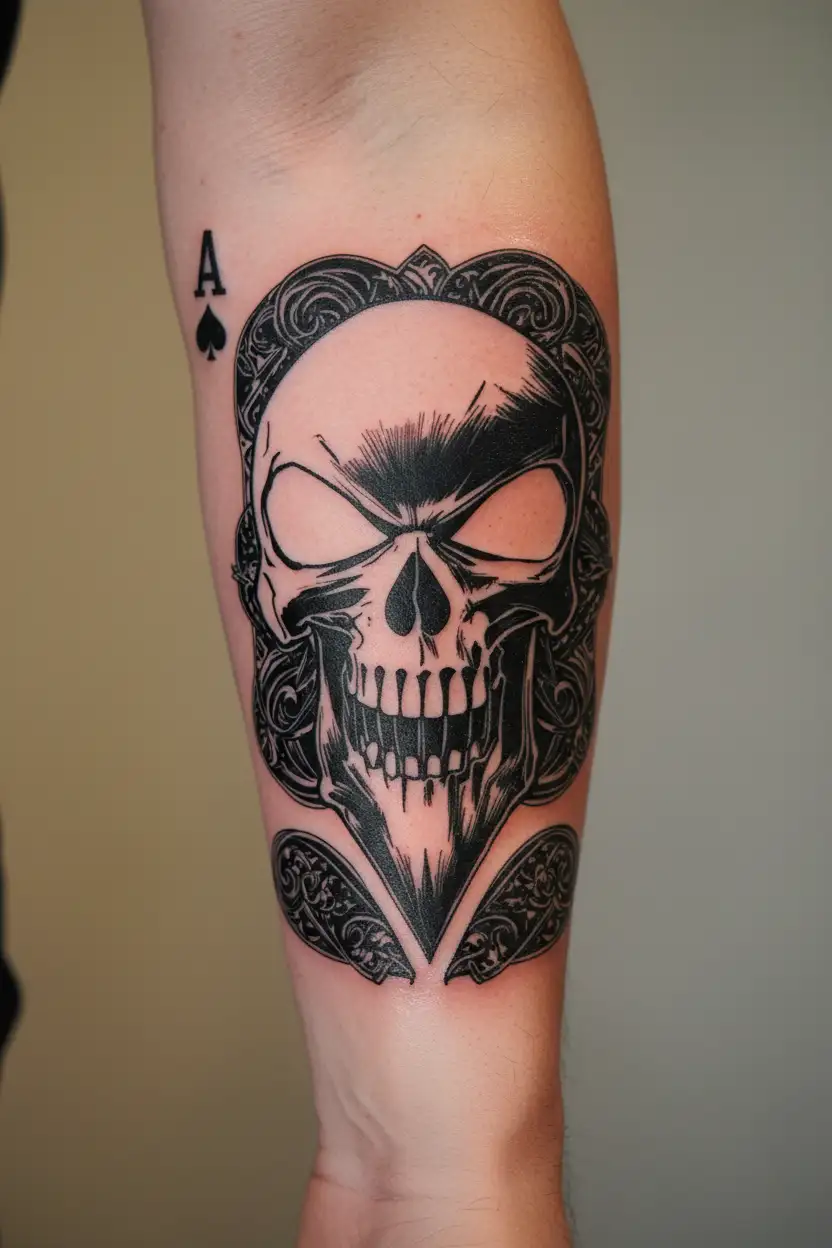 punisher skull on ace of spades card design featuring tattoo design idea