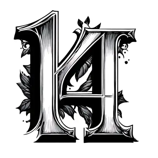 Roman Numeral 14 tattoo design idea