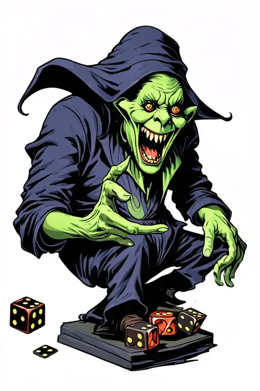 oogie boogie playing with dice tattoo design idea