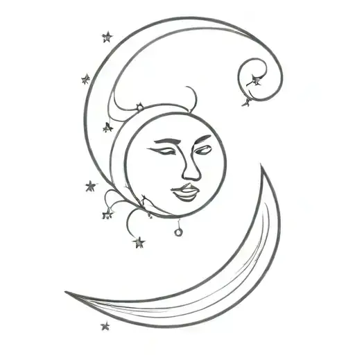 crescent moon with smile now cry later mask inside tattoo design idea