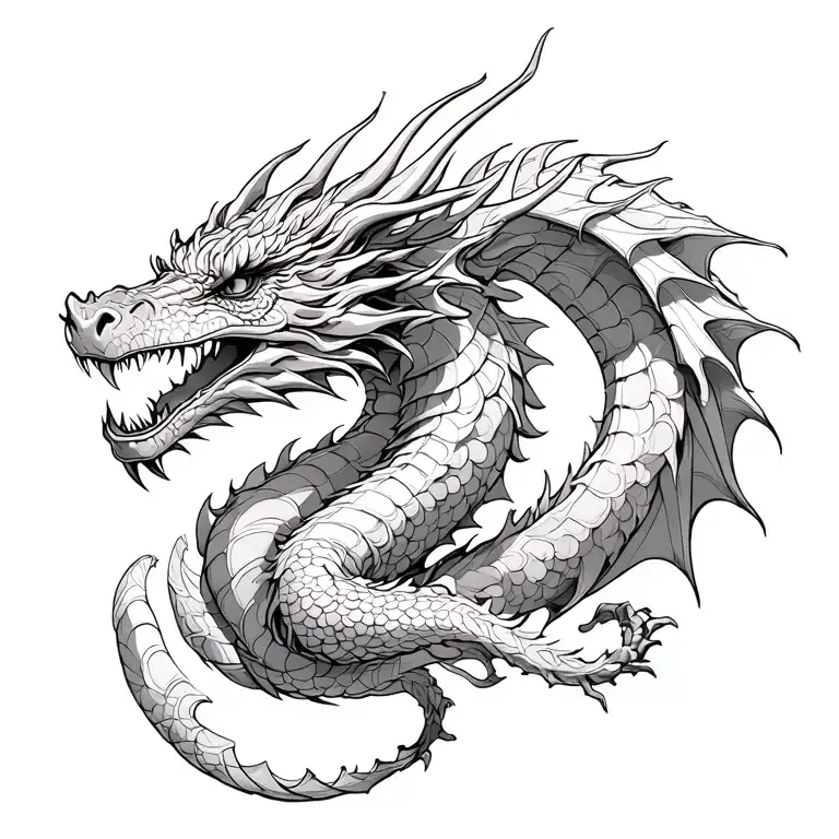 full bodiedrealistic dragon wrapped tattoo design idea